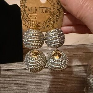 New Wild Flower Silver and Gold Dangle Earrings